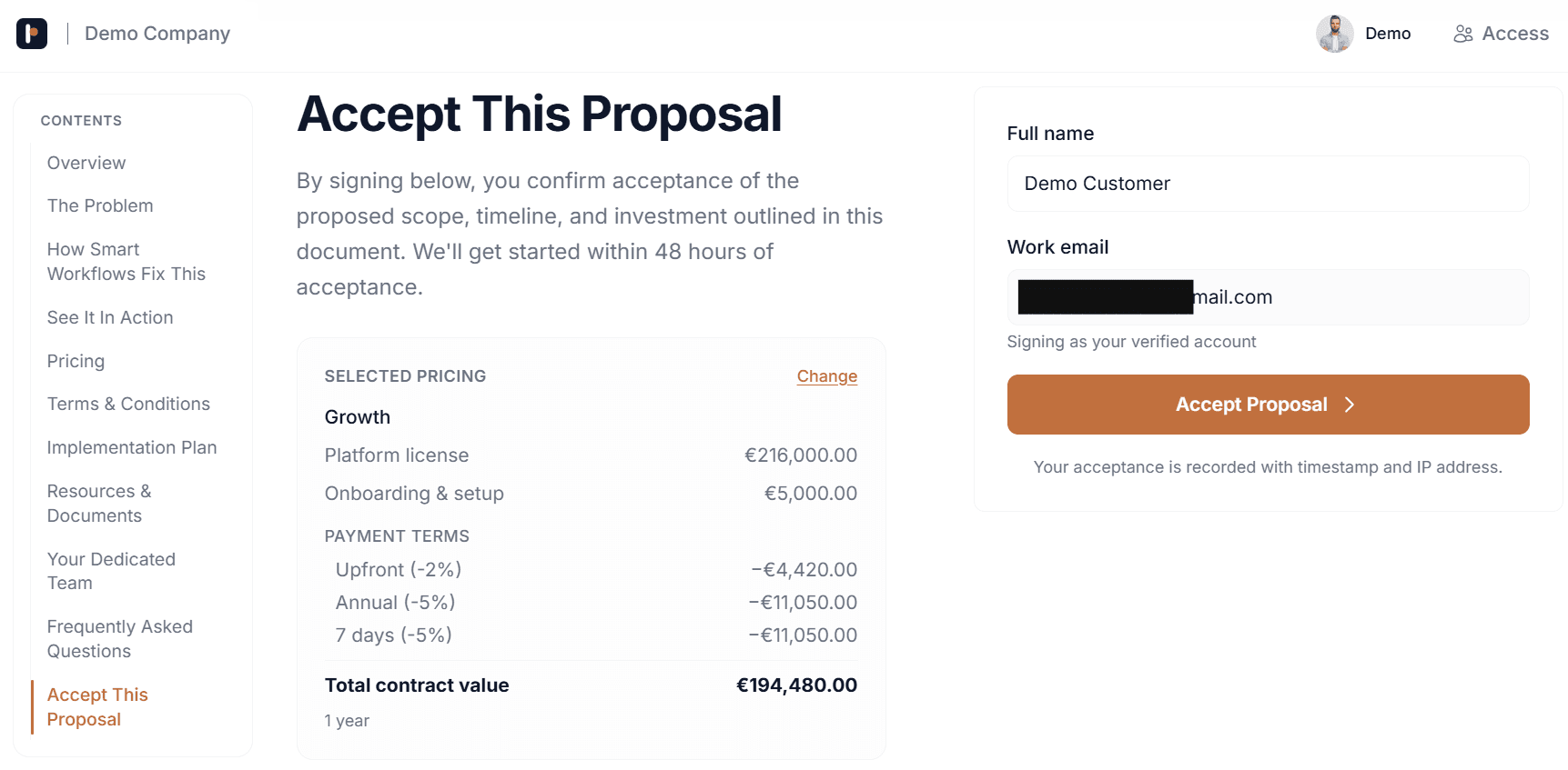 Close the deal — buyer view