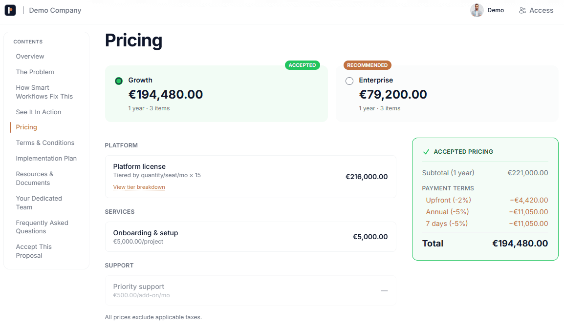 Contract & invoicing — buyer view